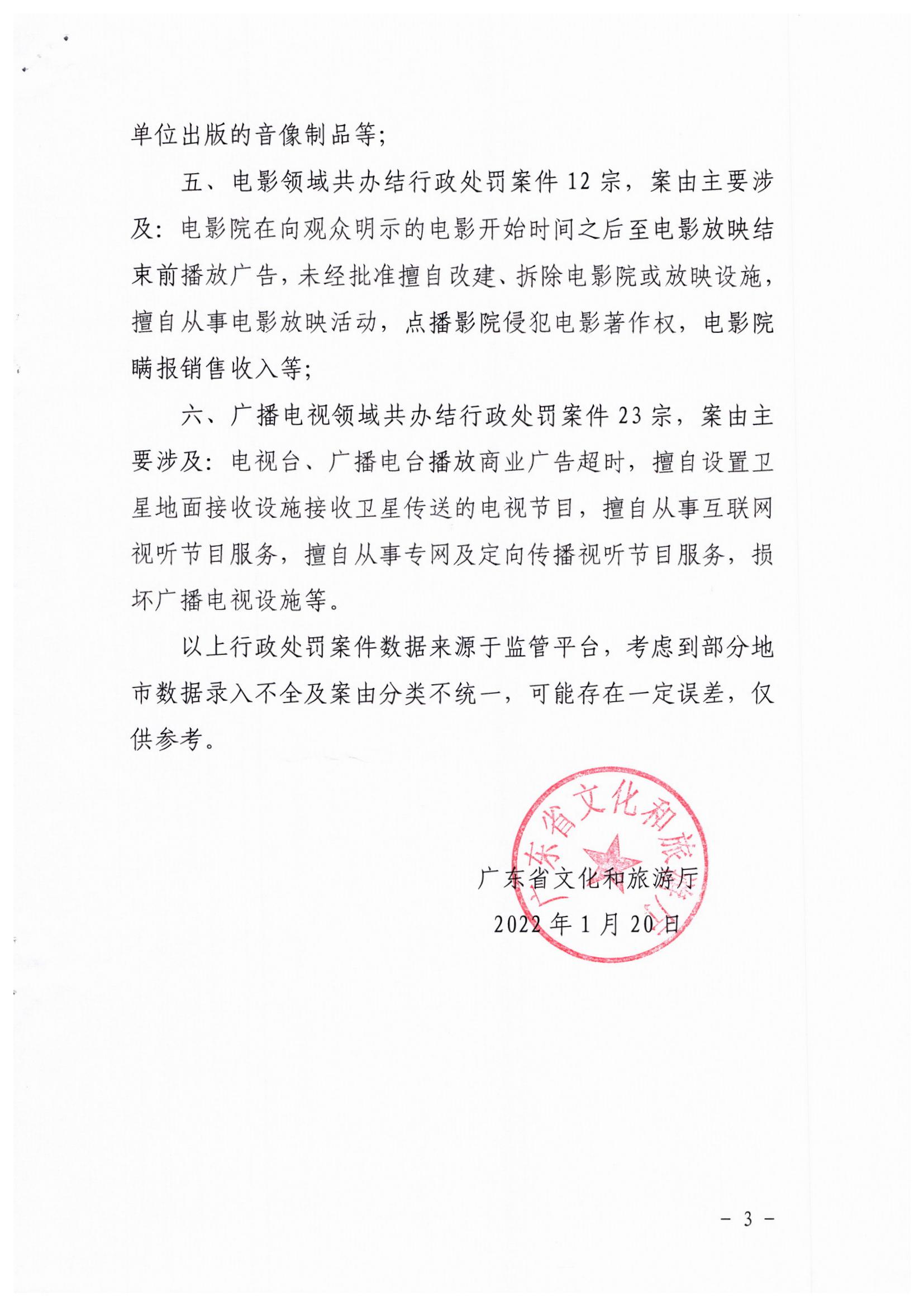 广东省文化和旅游厅关于通报2021年全省文化市场综合执法相关领域行政处罚情况的函_页面_3.jpg